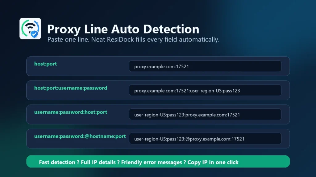 Neat Residock Proxy Line Auto Detect Formats