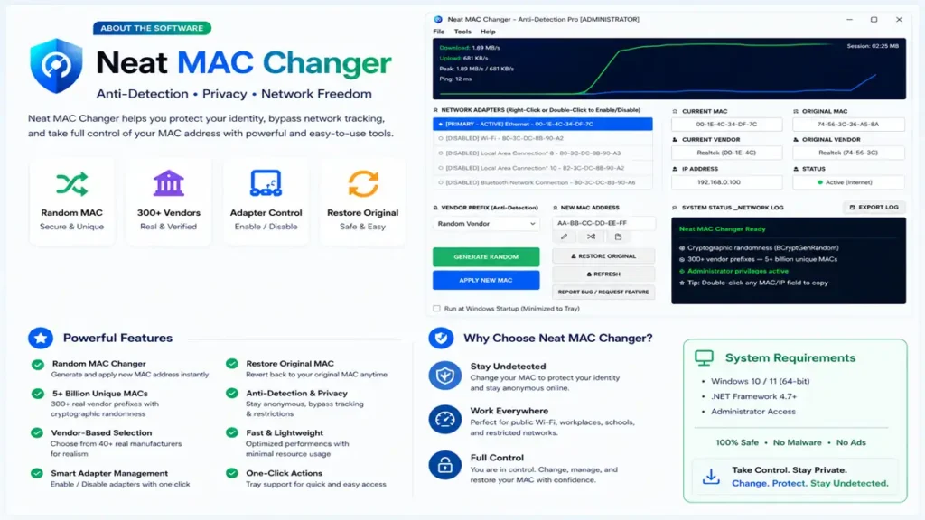Neat Mac Changer V4.0 Advanced Mac Privacy And Anti Detection Tools C